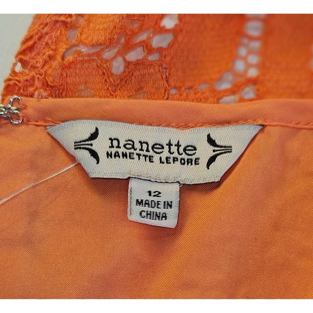 Nanette - Lepore Women's Dress Orange Lace Overlay Size 12 $148.00‎ NWT